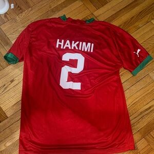 Morocco Red Soccer Jersey with Green Accents